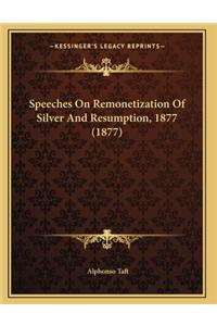 Speeches On Remonetization Of Silver And Resumption, 1877 (1877)