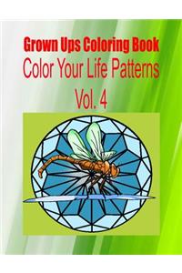 Grown Ups Coloring Book Color Your Life Patterns Vol. 4