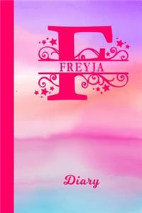 Freyja Diary: Personalized First Name Personal Writing Journal - Cute Pink Purple Watercolor Cover - Daily Diaries for Journalists & Writers - Note Taking - Write