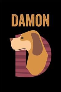 Damon: Journal (Diary, Notebook) Personalized Custom Name Alphabet Dog Birthday Gift for Boys