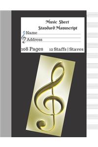 Music Sheet Standard Manuscript 108 Pages 12 Staffs Staves
