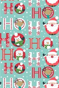 Merry Christmas Ho Ho Ho Cute Santa Reindeer Snowflakes Notebook