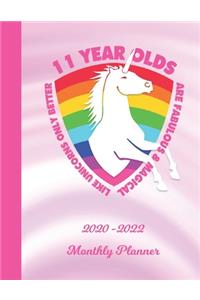 Monthly Planner: 11 Year Old 11th B-Day Pink 2 Year Organizer with Note Pages (24 Months) - Jan 2020 - Dec 2021 - Month Planning - I'm Eleven Appointment Calendar Sc