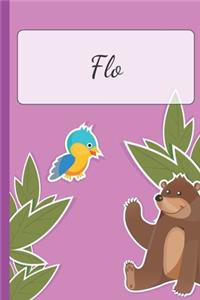 Flo: Personalized Name Notebook for Girls - Custemized with 110 Dot Grid Pages - Custom Journal as a Gift for your Daughter or Wife -School Supplies or a