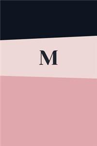 Monogram Initial M Notebook: Pink Geometric, Wide Ruled Notebook for Women, 120 Pages, 6x9