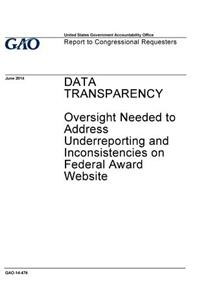 Data transparency, oversight needed to address underreporting and inconsistencies on Federal award website