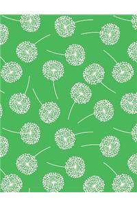 My Big Fat Bullet Journal Dandelions on Green: Jumbo Sized Graph Design Bullet Notebook Journal - 300 Plus Numbered Pages with 300 Graph Style Grid Pages, 6 Index Pages and 2 Key Pages in Large 8.5 X 11 Size