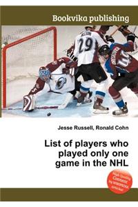 List of Players Who Played Only One Game in the NHL