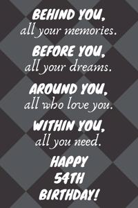 Behind You All Your Memories Before You All Your Dreams Happy 54th Birthday
