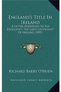 England's Title in Ireland