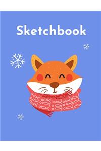 Sketchbook: Cute Kawaii Winter Fox Sketchpad: 100 Large 8.5" x 11" Blank White Pages