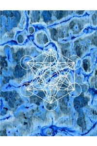 Metatron's Cube Blue Abstract 8.5 x 11 150 Pages Dot Grid Journal Notebook