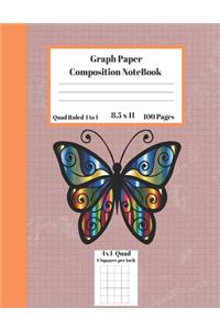 Graph Composition Notebook 4 Squares per inch 4x4 Quad Ruled 4 to 1 / 8.5 x 11 100 Pages