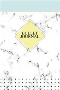 Bullet Journal: Marble + Gold Bullet Journal - 120-Page 1/4 Inch Dot Grid Notebook - 6 X 9 Marble & Gold Perfect Bound Softcover