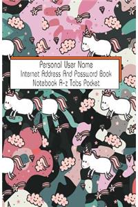 Personal User Name Internet Address And Password Book Notebook A-z Tabs Pocket