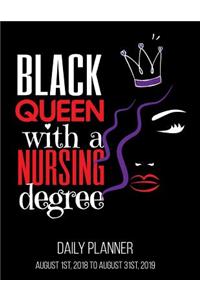 Black Queen With A Nursing Degree Daily Planner