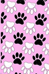 Black & White Dog Paw Prints Notebook