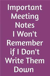 Important Meeting Notes