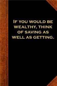 2019 Weekly Planner Ben Franklin Quote Wealthy Saving Vintage Style