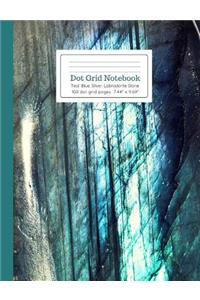 Dot Grid Notebook Teal Blue Silver Labradorite Stone