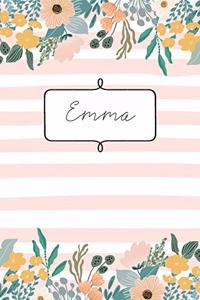 Emma: Personalized Name Composition Book for Girls Teens or Women. Wide Ruled Blank Paper.