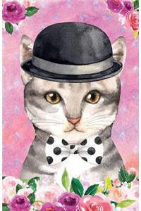 Journal Notebook For Cat Lovers Chic Cat In a Bowler Hat