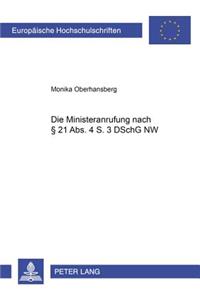 Die Ministeranrufung Nach § 21 Abs. 4 S. 3 Dschg NW
