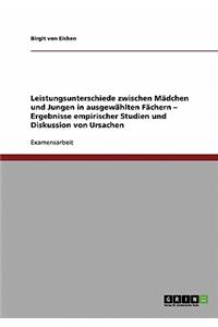 Leistungsunterschiede zwischen Mädchen und Jungen in ausgewählten Fächern