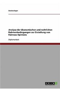 Fairness Opinions. Analyse Der Okonomischen Und Rechtlichen Rahmenbedingungen