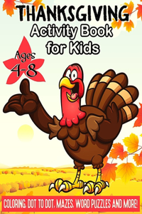 Thanksgiving Activity Book for Kids Ages 4-8