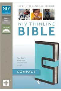 NIV, Thinline Bible, Compact, Imitation Leather, Blue/Brown, Red Letter Edition