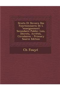 Droits Et Devoirs Des Fonctionnaires de L 'Enseignement Secondaire Public