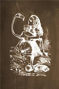 Alice in Wonderland Chalkboard Journal - Alice and The Flamingo (Brown)