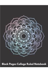 Black Pages College Ruled Notebook