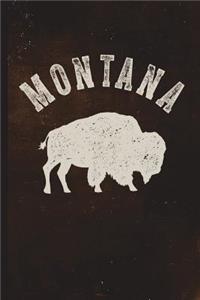 Montana: 6 X 9 128 Pages College Ruled: Vintage Distressed Bison/American Buffalo Graphic on Soft Matte Cover: Notebook, Composition Book, Travel Journal for