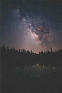 Milky Way Forest Lake Starry Skies Notebook