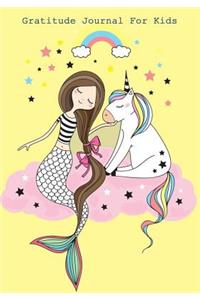 Gratitude Journal For Kids: Unicorn Gratitude Journal For Girls Kids Children Writing 7"x10"