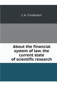 About the Financial System of Law. the Current State of Scientific Research