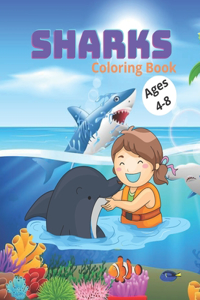 SHARKS Coloring Book Ages 4-8
