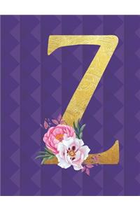 Z: Monogram Planner Initial Z Floral Letter - 2020 Weekly Planner (Purple)