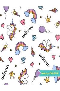 Unicorn Notebook: Cute Kawaii Journal and Diary Large 8.5 x 11 Matte Cover with Blank Lined Ruled White Paper Interior - Perfect for School, Gifts for Kids (Girls and