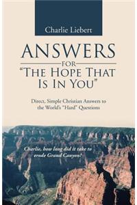 Answers for the Hope That Is in You