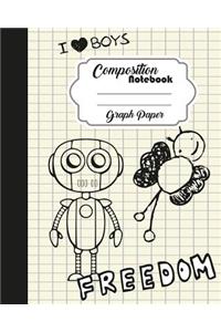 Composition Notebook Graph Ruled Journal Diary Robot Freedom 8