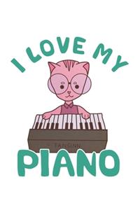 Piano Music Cat Notebook: Graph Paper Journal 6x9 - 120 Pages