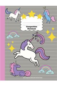 Unicorn Composition Notebook Wide Ruled, Back To School
