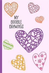 My Doodle Drawings Sketchbook with Hearts for Girls