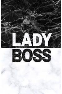 Lady Boss: Classic Medium Lined Journal/Diary for Everyday Use White and Black Marble Split