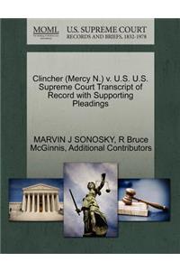 Clincher (Mercy N.) V. U.S. U.S. Supreme Court Transcript of Record with Supporting Pleadings
