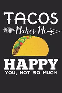 tacos makes me happy you, not so much: funny mexican taco fans Birthday Gift notebook / journal mexican food lovers gift