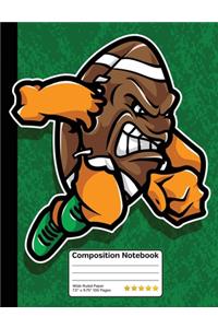 Crazy Football Mascot Cartoon Composition Notebook